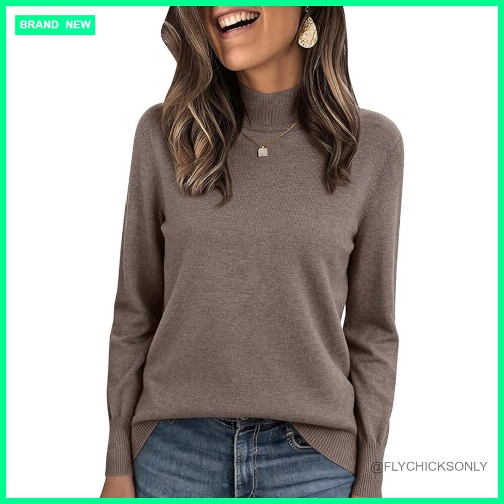 Wool Blend Mock Neck Sweater Pullover Slim Fit Soft Warm Fall Winter